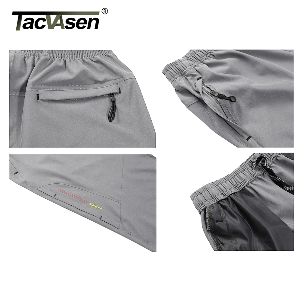 TACVASEN Men's 3/4 Long Pants Running Sports Capri Shorts Outdoor Walking Hiking Shorts Nylon Casual Below Knee Trousers Males 6