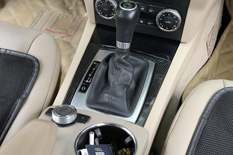 Углеродная отделка для переключения передач рамка наклейка для Mercedes Benz C Класс W204 C180 C200 C260 GLK класс 2008-2013 автомобильные аксессуары