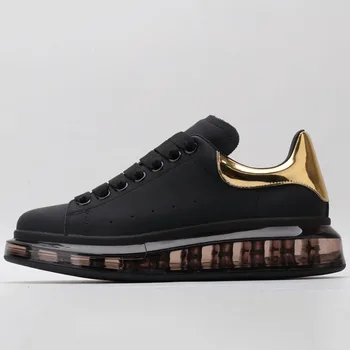 

Top Black Men Running Shoes Casual Fashion Walking Sport Shoes For Women Genuine Leather Ladies Sneakers Luxury Brand Size 34-46