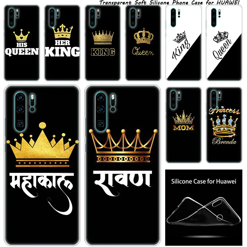 cheap luxury Silicone Case Crown King Queen princess for Huawei NOVA 3 3i 5 5i P20 P30 Pro P9 P10 P8 Lite 2017 P Smart Z Plus 2019