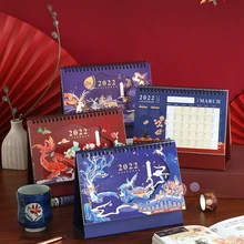 Calendrier de bureau de Style chinois 2022, Page intérieure épaissie, ornements de bureau, Illustration du Plan mensuel, calendrier de Style classique
