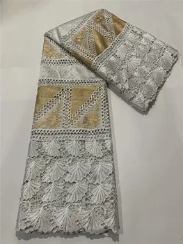 

New Design African Dry Lace High Quality white Cotton Fabrics Lace Fabric Swiss Voile Lace Stones In Switzerland FT722