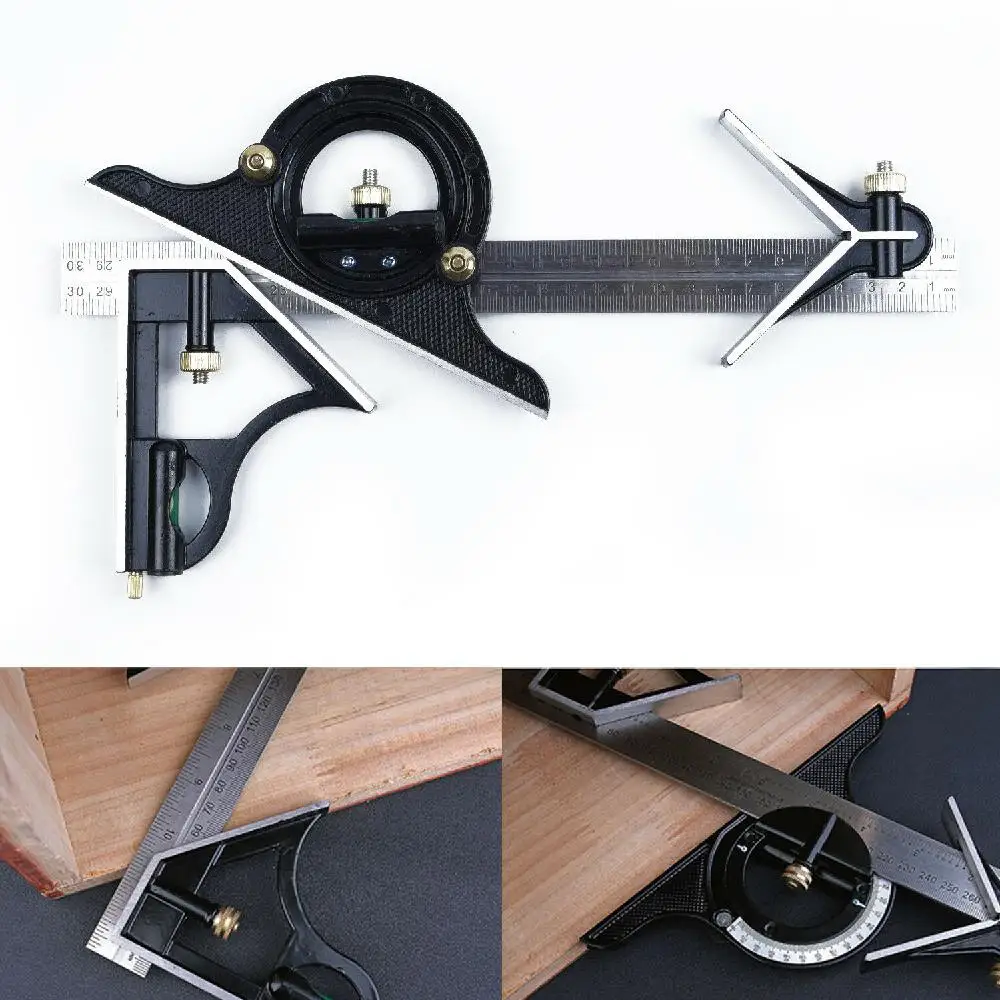 

300MM Carpenter Tools Combination Square Angle Ruler Stainless Steel Protractor