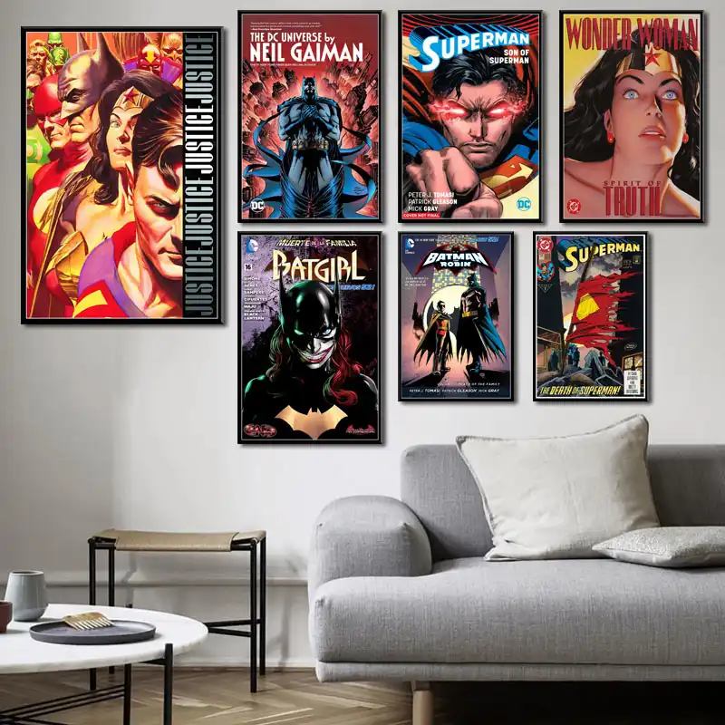 Canvas Painting Dc Comic Book Wonder Woman Justice League Batman Superman Poster Prints Art Wall Pictures Living Room Home Decor Painting Calligraphy Aliexpress