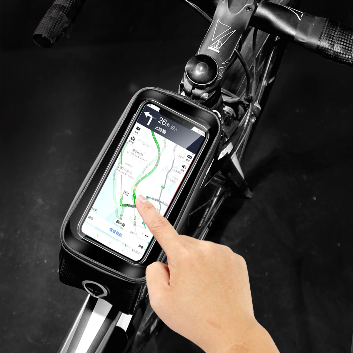Top WILD MAN Hard Shell Bicycle Bag 6.2" Reflective Rainproof Touch Screen Phone Case Bag Bike Top Tube Bag Cycling Accessories 2