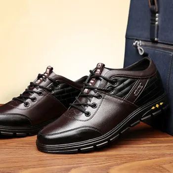 

Spring 2020 new fashion casual men's shoes invisible increase in single shoes men's comfortable leather shoes Туфли мужские