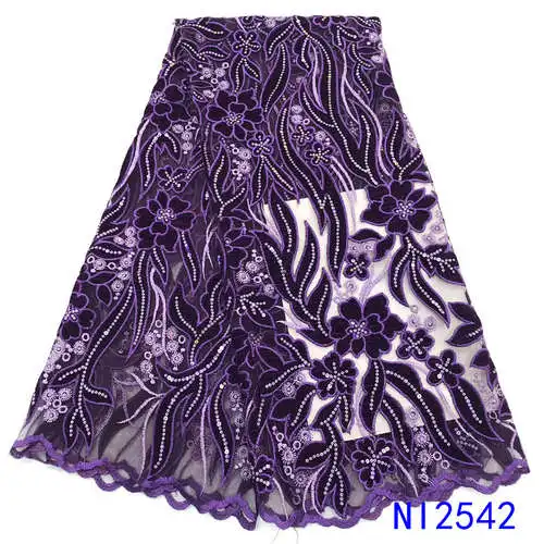 NIAI розовая новейшая бархатная кружевная ткань с вышивкой нигерийская кружевная ткань высокое качество кружевная Свадебная африканская кружевная ткань NI2543-4 - Цвет: picture 1