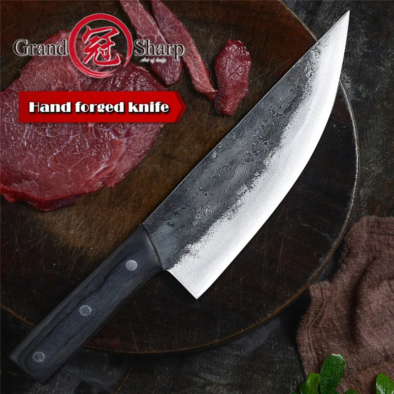 Китайский нож ручной работы мясной из кованой стали шеф повара для нарезки мяса