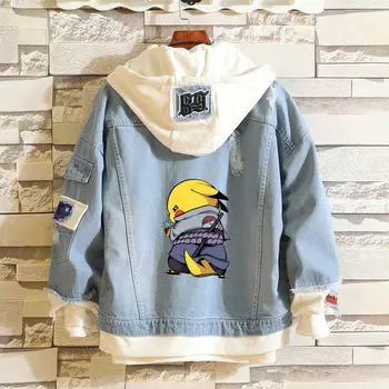 

harajuku jackets women Pikachu Harajuku Men Autumn Clothes Cowboy Coat cartoon denim jacket female cropped jacket streetwear