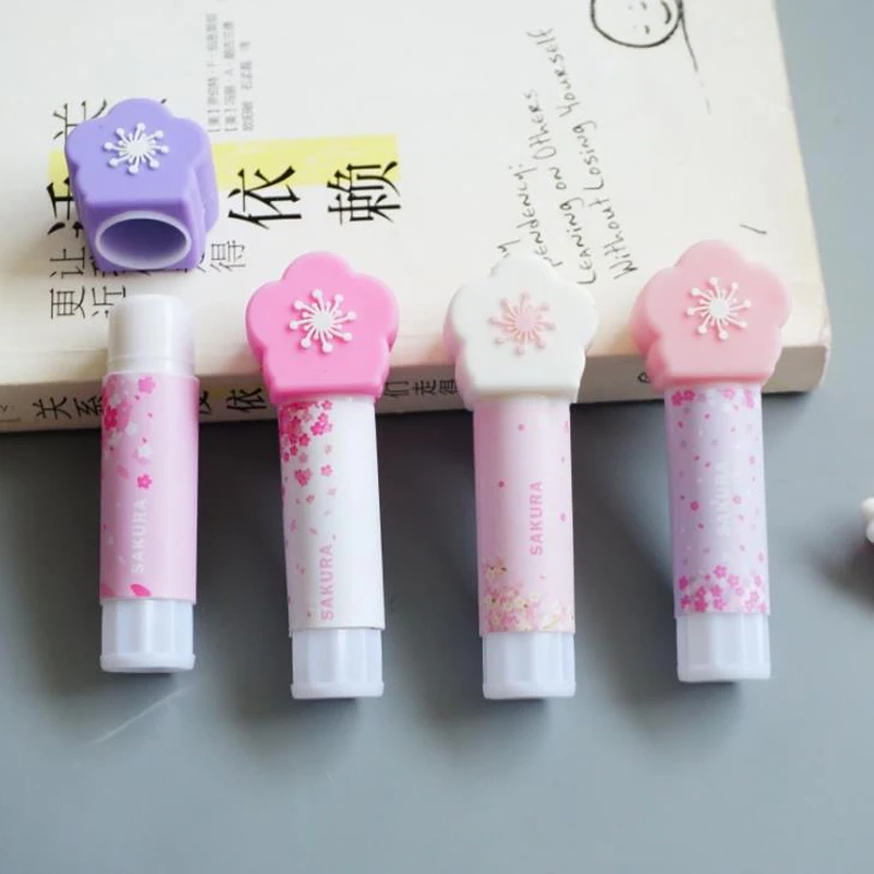

1 Pcs Kawaii Cherry Blossom Style Sakura Solid Strong Adhesives Glue Stick for Student Stationery Solid Glue High Viscosity