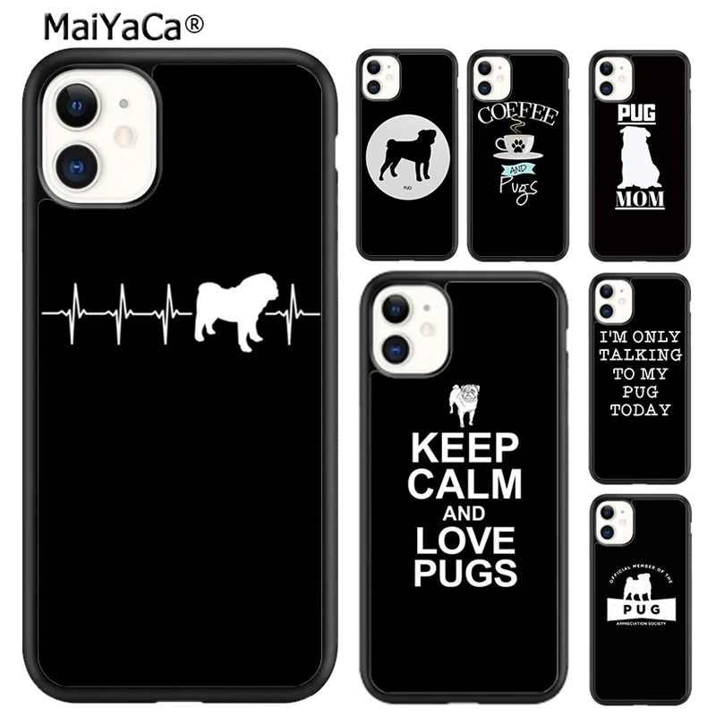MaiYaCa чехол для телефона с рисунком мопса собаки сердечного ритма iPhone SE 6 6s 7 8 plus X XR