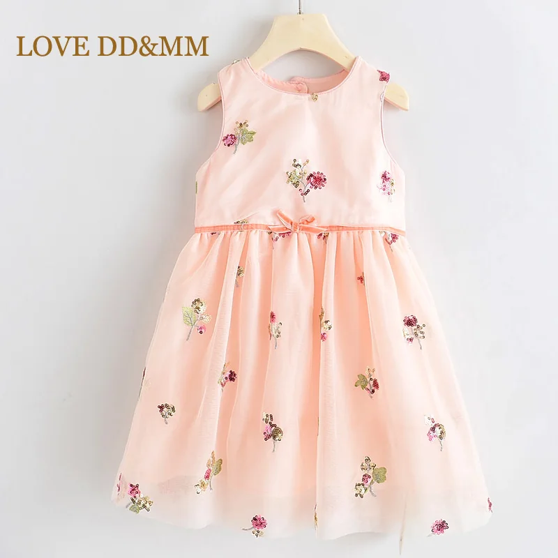 Платья для девочек с надписью LOVE DD & MM Новая детская одежда модное милое платье