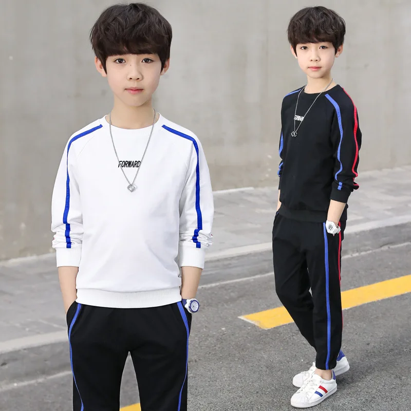 

Youth Sports Suit 2020 Spring and Autumn Explosion Suit Boys O-neck Long Sleeve Striped Two-piece Boutique Kids Clothing Sets