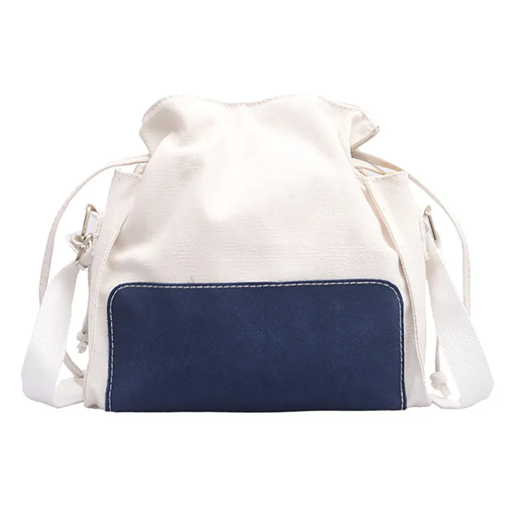 

2019 Summer New Women's Large-capacity Canvas Portable Women String Purse Shoulder Bag Patchwork Handbag Phone Bag Bucket Bag