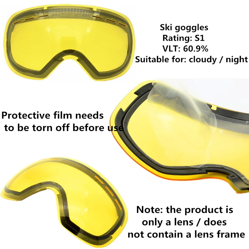 Новые лыжные очки двойные противотуманные большие сферические полностью покрытые настоящая пленка UV400 cola близорукость/HX12 специальные лыжные очки без отверстий - Цвет: Brightening lens 1PC
