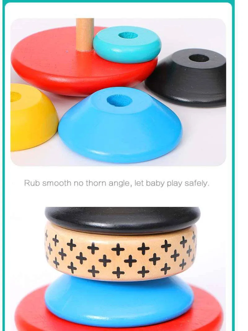 Brinquedos do Bebê Brinquedos de Madeira para Crianças Blocos de Construção Arco-íris Empilhador Criativo Montessori Brinquedo Educativo Crianças Presentes 7 Blocos de madeira