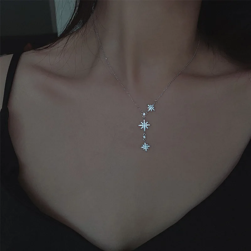 

Keeper s925 Silver Star Pendant Necklace Fashion 2021 Neck Chain for Women Girl Aesthetics Fine Jewelry Gifts for The New Year
