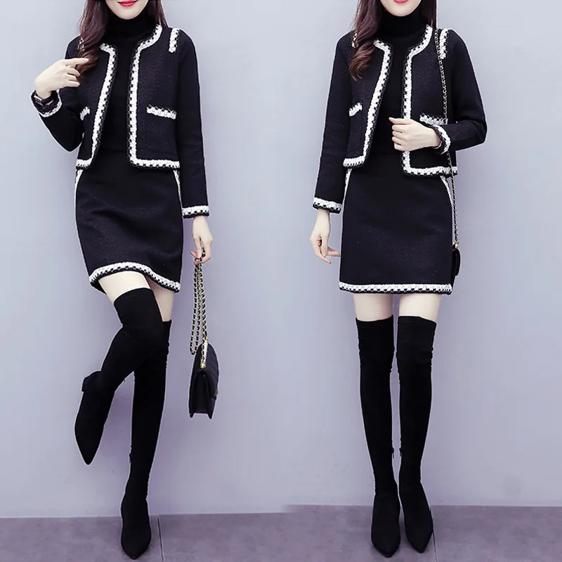 

Autumn Two-Piece Set Women's 2019 New Style Graceful Fashion Elegant Western Style Autumn And Winter Woolen Early Autumn Short S