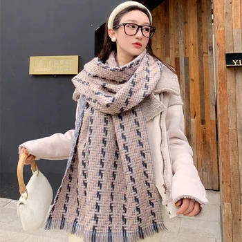 

Mingjiebihuo Autumn and winter new arrival striped tassel scarf warm fashion high quality big long shawl