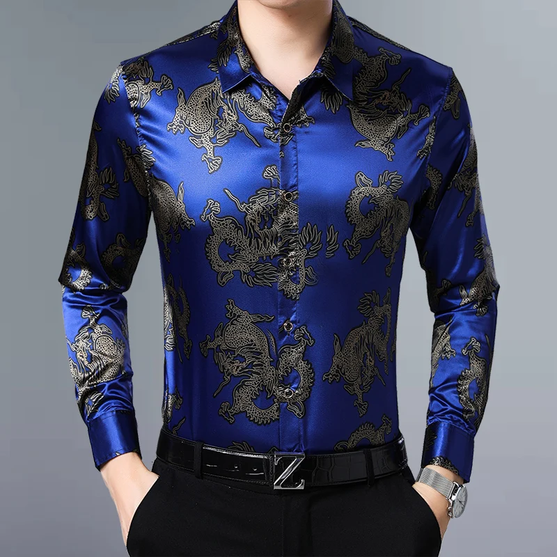 Royal blue printed shirt Clearance