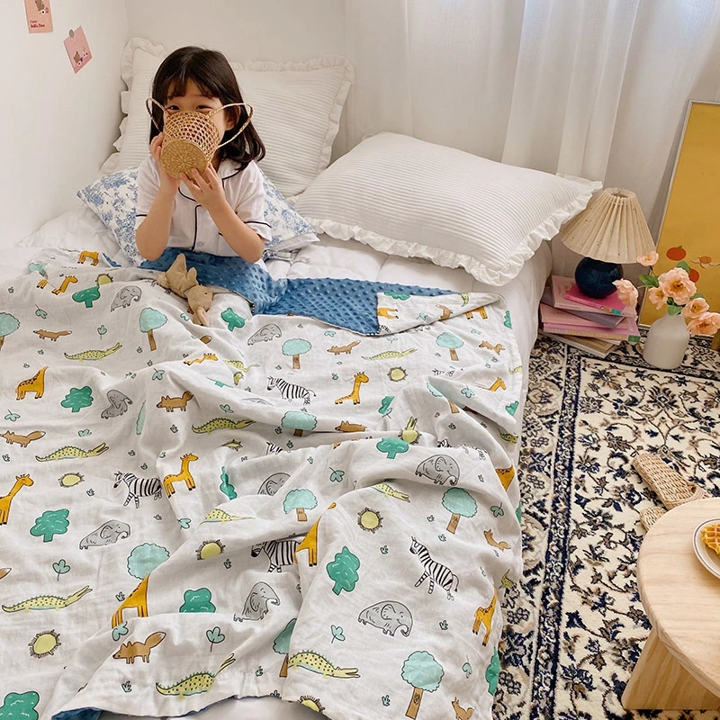 70*120cm Cotton Double Yarn Bean Blanket Baby Bedding Pack Quilt