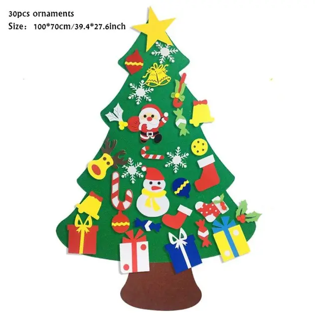 Baby Montessori Toy 32pcs DIY Felt Christmas Tree Toddlers Busy Board Xmas Tree Gift For Boy Girl Door Wall Ornament Decorations Style D