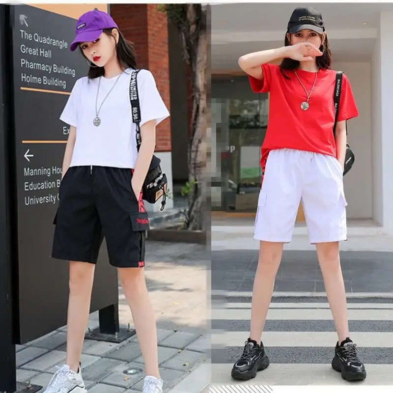 

Summer Short Sportswear Set Women's New Fashion Brand Loose Hip Hop Casual Dance 2 Two-piece Set LadiesT ShirtsTops + Shorts