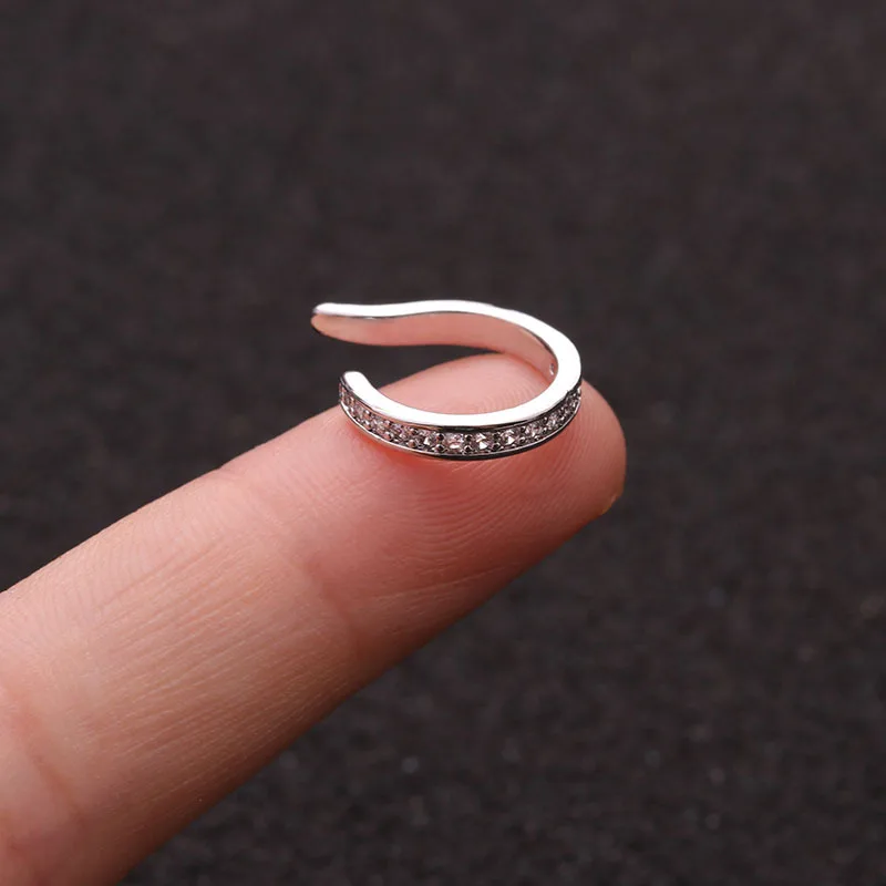 1 шт. 10 мм Регулируемые серьги каффы для ушей с фианитами без пирсинга женщин