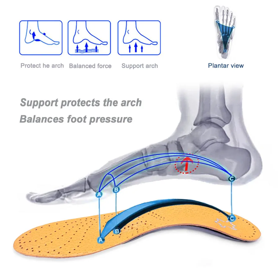 Высококачественная кожаная ортопедическая стелька для плоскостопия, поддержка стопы, ортопедическая обувь, стельки для ног для мужчин и женщин, бычья нога