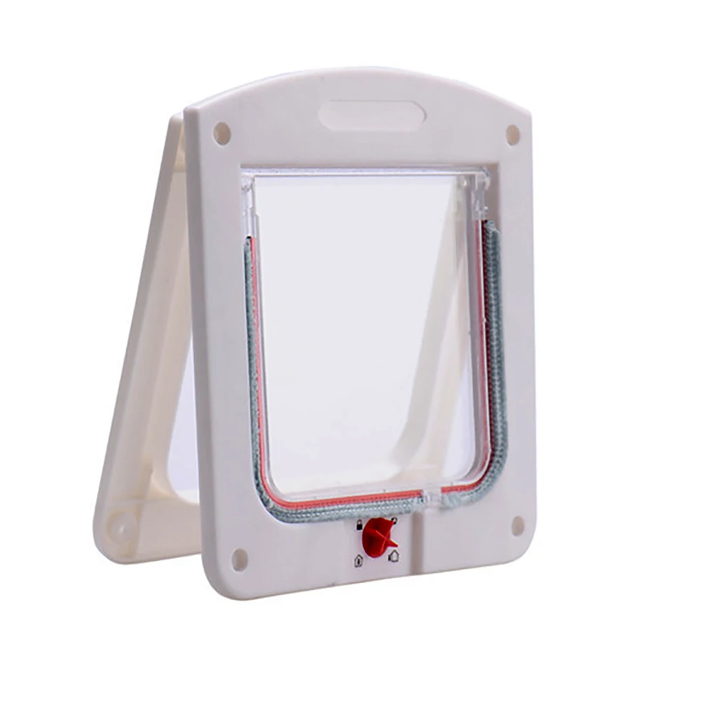 Lockable Dog Cat Kitten Door Security Flap Door Plastic Animal Small Pet Cat Dog Gate Pet Supplies