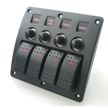 

Marine Electric 4 Gang Red LED ON-OFF Rocker Push Switch Panel for Boat RVs