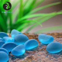 Синий кристалл гравия Галька Камни декоративные аквариум искусственная светящаяся камень скраб стекло аквариум орнамент 500 г/упак