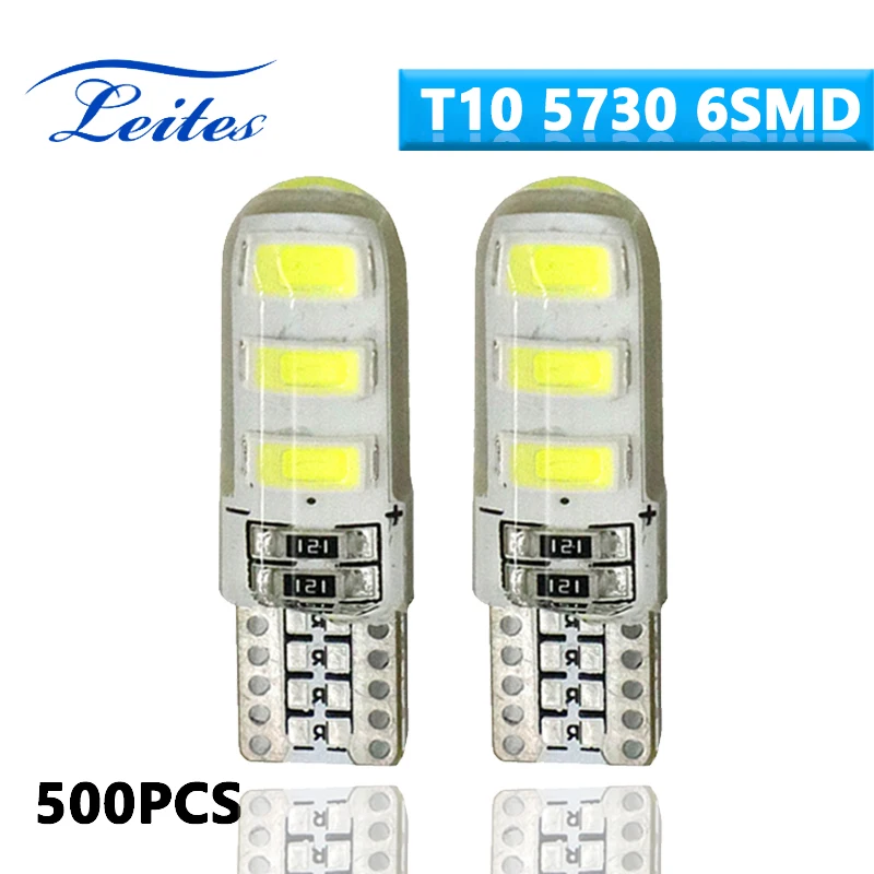 500pcs Wholesale T10 6SMD 5630 5730 LED Car Dome Light Silicone W5W 194 Wedge Lamp Parking Bulb 12V Clearance License Bright | Автомобили