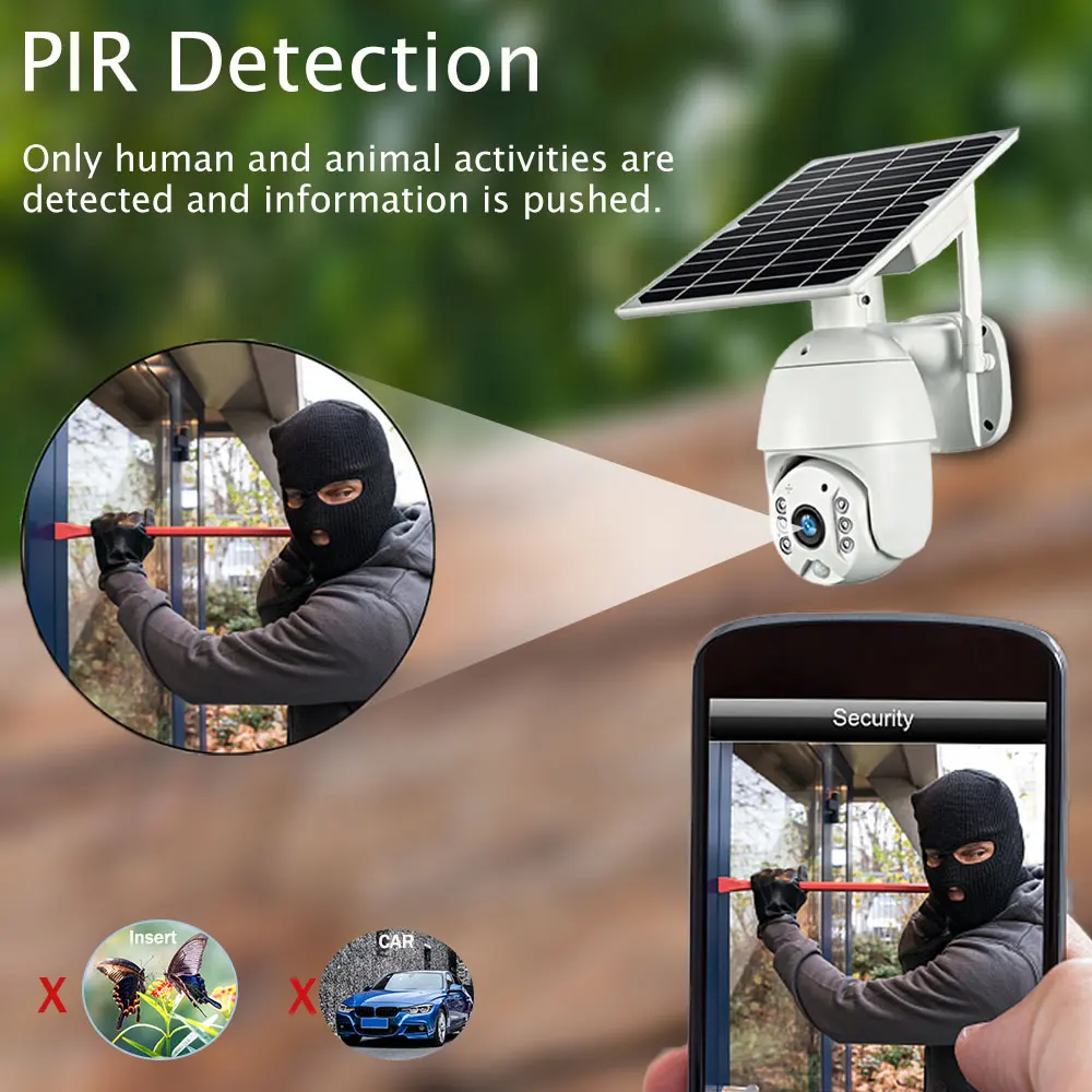 GINCNCN 4G SIM Card 1080P IP Camera WIFI 8W Solar Panel Battery Security Camera Outdoor PTZ CCTV Camera Smart Security Monitor