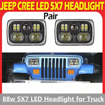 

A Pair 88W 7x5 LED Headlights H4 Light For Jeep Wrangler YJ Cherokee Comanche Truck Led Working Light