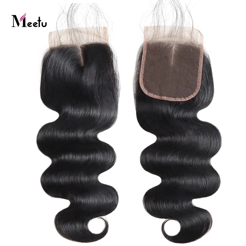 Chiusura a onda allentata malese Meetu parte libera Non Remy chiusura per capelli umani chiusura in pizzo svizzero 4x4 pollici con capelli per bambini