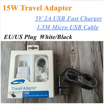 

10sets/lot 15W USB Travel Adapter US/EU Plug 5V 2A Fast Wall Charger 1.5M Micro Fast Charging Cable For Samsung Note 4 Galaxy S6