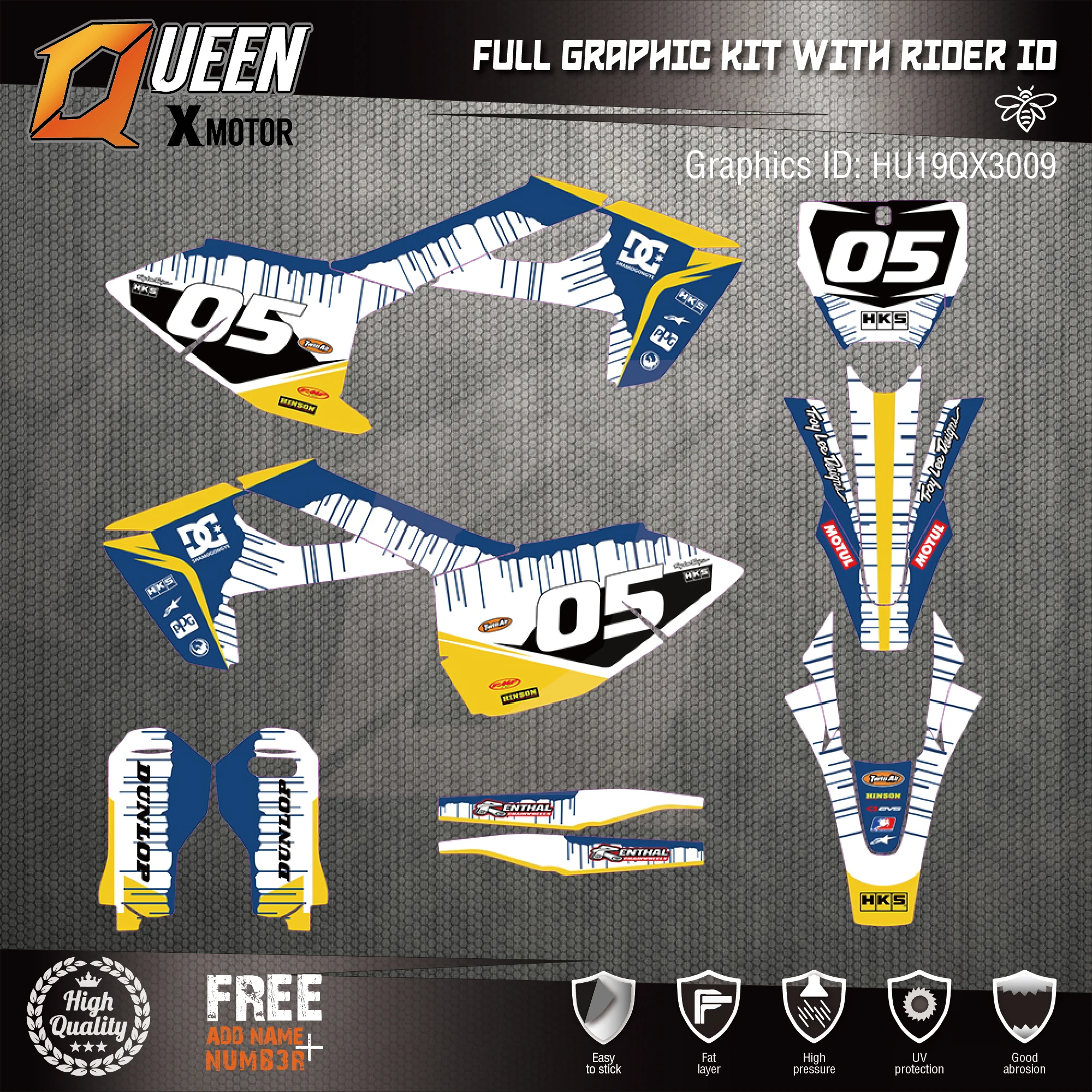 

Queen-X Custom Team Graphics Backgrounds Decals 3M Stickers Kit For HUSQVARNA TC FC TX FX FS 2016-2018 TE FE 2017-2019 009