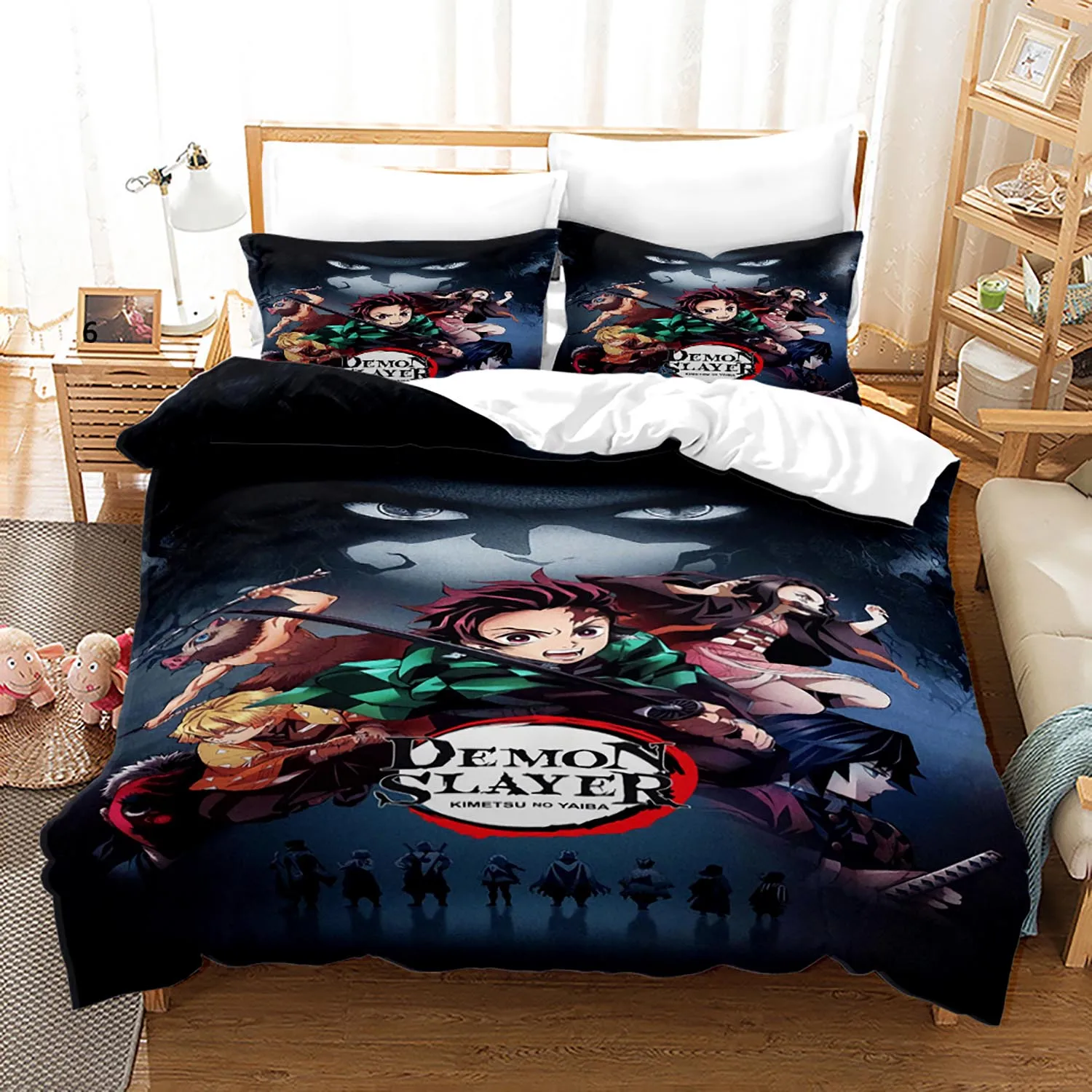 Demon Slayer Bedding Set Single Twin Full Queen King Size Demon Slayer Bed Set Children Kid Bedroom Duvetcover Sets 3D Print 025