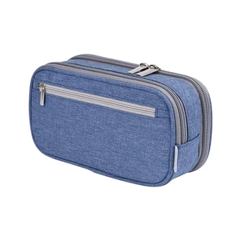 

3 Layers Pencil Case Ruler Storage Pouch Large Capacity Double Zipper Nylon For Students Office School Supplies Pen Bag Desktop