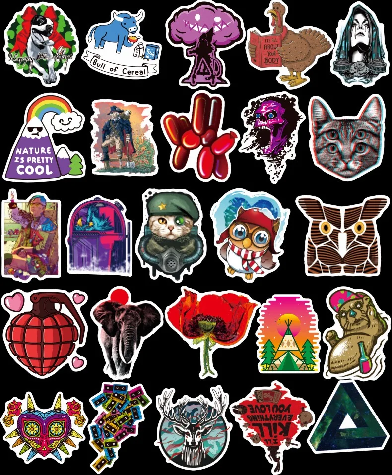 100Pcs random NO Repeat Mixture Stickers Doodling Luggage Laptop Bike Scooter Travel DIY Stickers On The Car Motorcycle Luggage