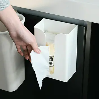 

Simple Portable Self-adhesive Tissue Box Paste Wall-mounted Paper Storage Box Holder Organizer Tissue Box Paper Holder