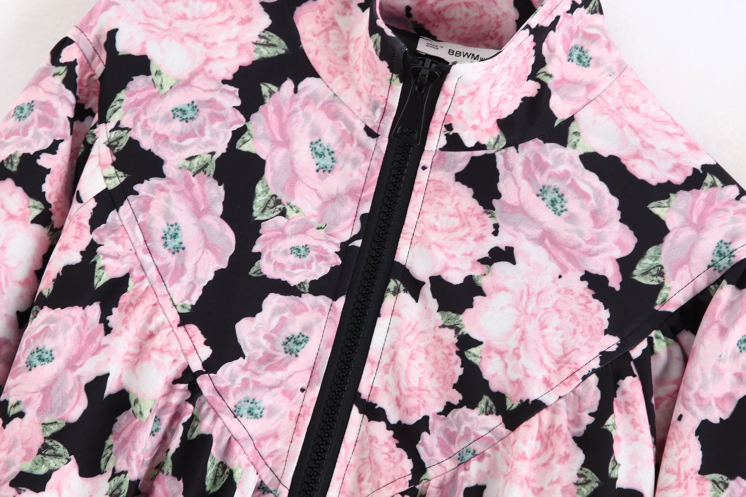 

Europe And America WOMEN'S Dress 2019 Autumn Fashion Pink Floral Print Pilots Jacket Versatile Baseball Uniform Coat