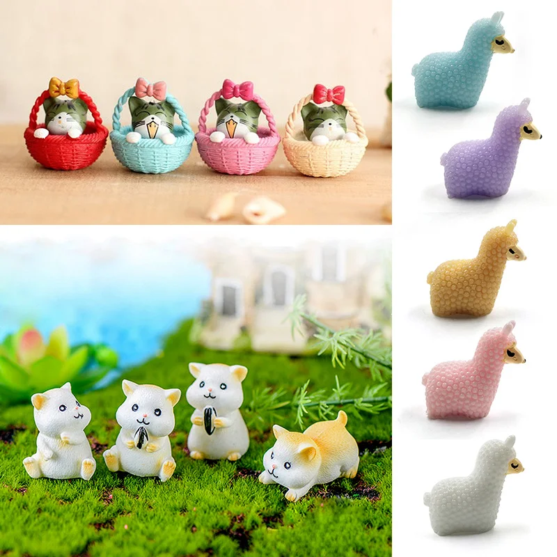 Christmas Penguin Rabbit Squirrel Cat Dog Cow Pig Animal Model Action Figure 4pc Cake Decoration Toy Set Children Doll House for action figure