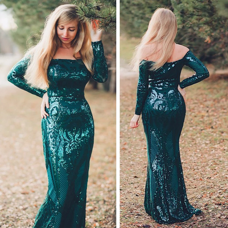 emerald green sequin maxi dress