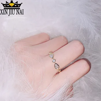 

14k gold jewelry Elegant mini drop party, simple and luxurious sparkling diamond rhinestone female ring Noble with girl's gift
