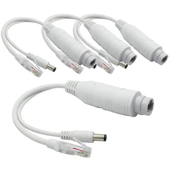 

4 Pieces of Power 48V to 12V Waterproof PoE Splitter Adapter, 10/100Mbps White in Accordance with IEEE 802.3Af