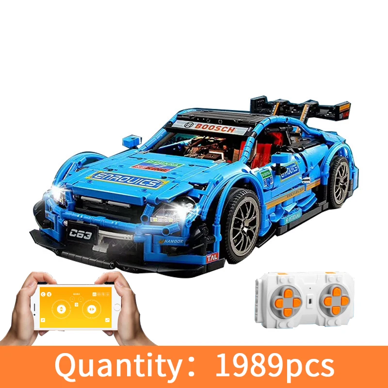

1989pcs Assemble MOC RC2.4Ghz benzed C63 racing car building blocks model Technic bricks toys for children