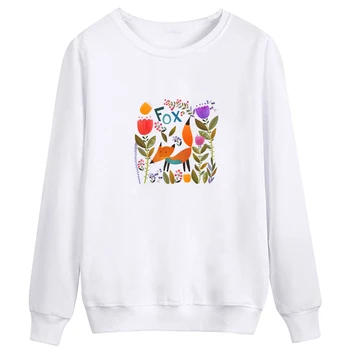 

White Cotton Hoodie Coat autumn Men Sweatshirt Women Male White Hoodies Flower Print Hooded Sweatshirt