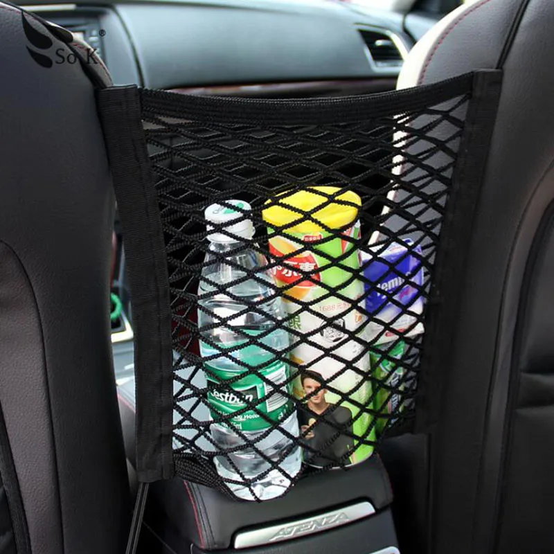 Filet en maille élastique pour siège arrière de voiture, coffre intérieur  de voiture, sac de rangement de style, Cage de poche, support de poche en  grille, accessoires de voiture Trun - AliExpress